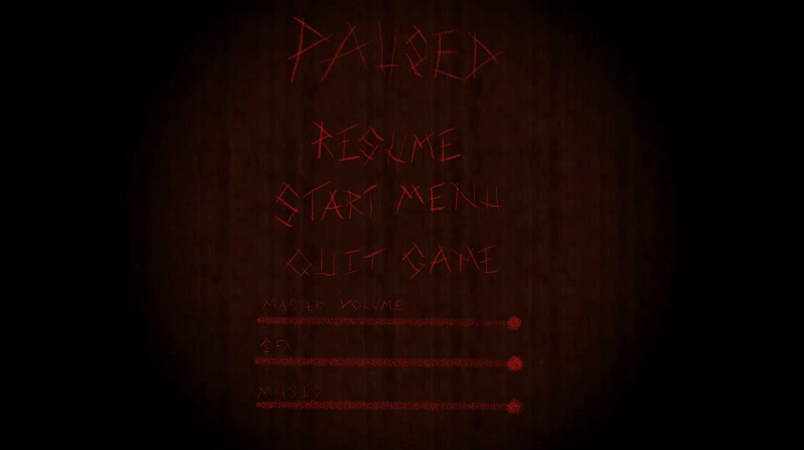 COMATOSE main menu with start, quit and audio controls