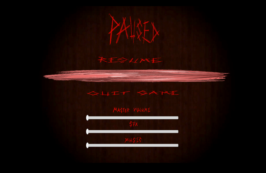 COMATOSE pause menu with volume controls