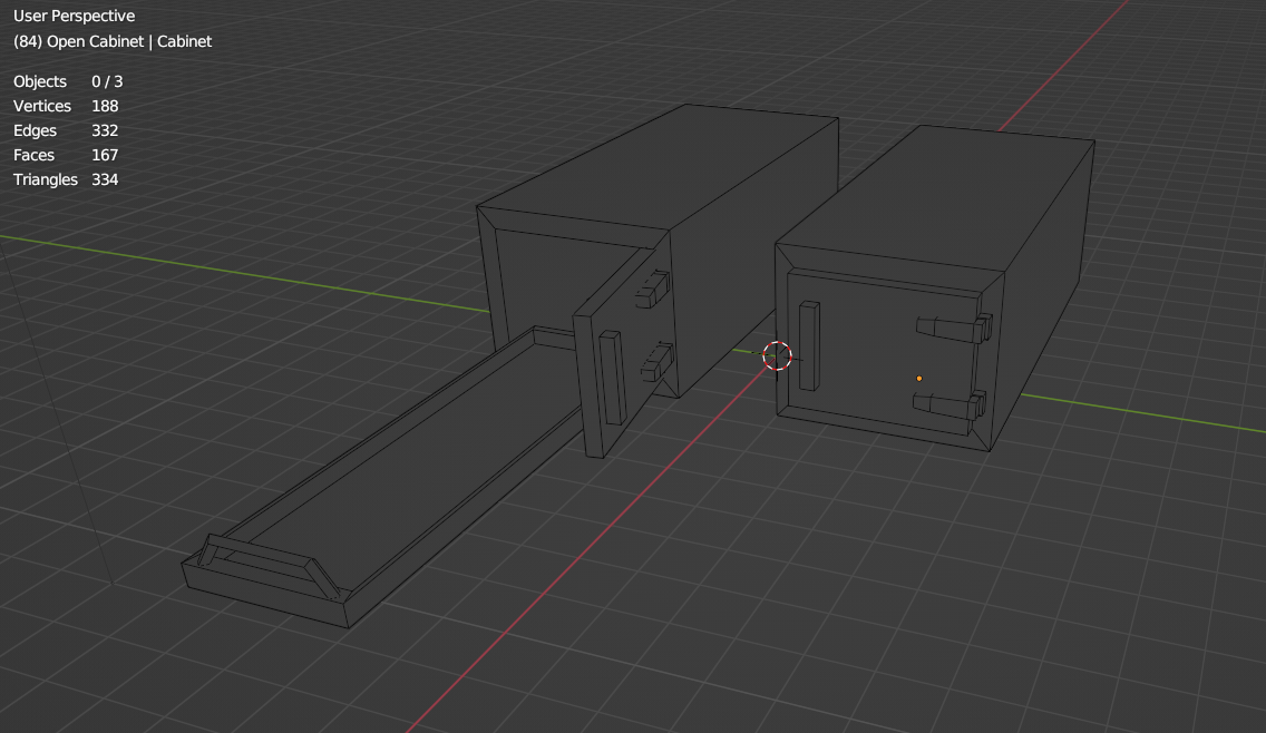Low-poly morgue cabinet wireframe