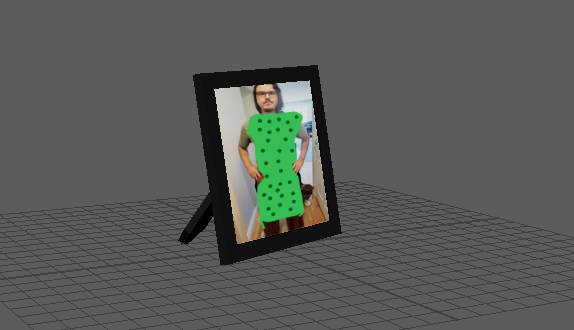 Photo frame prop modeled in a 3D workspace